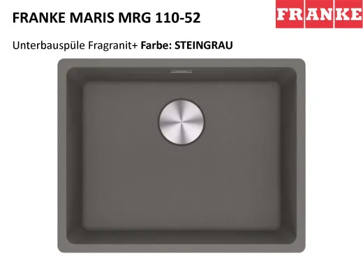 FRANKE Kchensple Maris MRG 110-52 Fragranit+ Granitsple Unterbau (Montage unter die Arbeitsplatte) mit Siebkorb als Stopfenventil