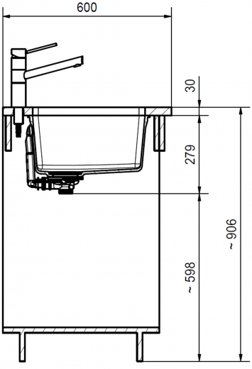 FRANKE Kchensple Maris MRG 110-52 Fragranit+ Granitsple Unterbau (Montage unter die Arbeitsplatte) mit Siebkorb als Druckknopfventil