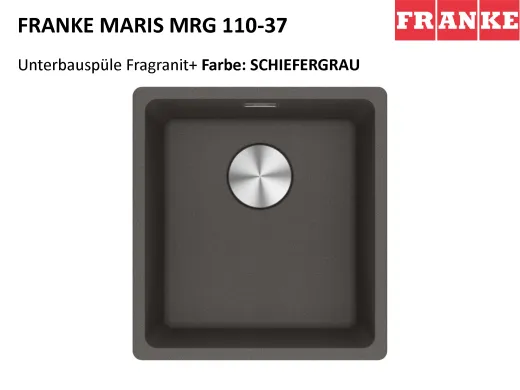 FRANKE Kchensple Maris MRG 110-37 Fragranit+ Granitsple Unterbau (Montage unter die Arbeitsplatte) mit Siebkorb als Stopfenventil