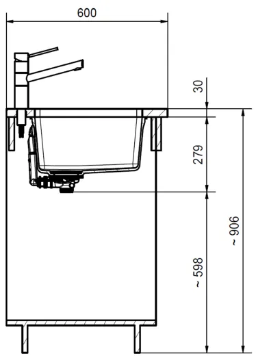 FRANKE Kchensple Maris MRG 110-37 Fragranit+ Granitsple Unterbau (Montage unter die Arbeitsplatte) mit Siebkorb als Druckknopfventil