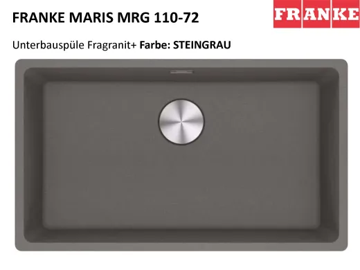 FRANKE Kchensple Maris MRG 110-72 Fragranit+ Granitsple Unterbau (Montage unter die Arbeitsplatte) mit Siebkorb als Stopfenventil