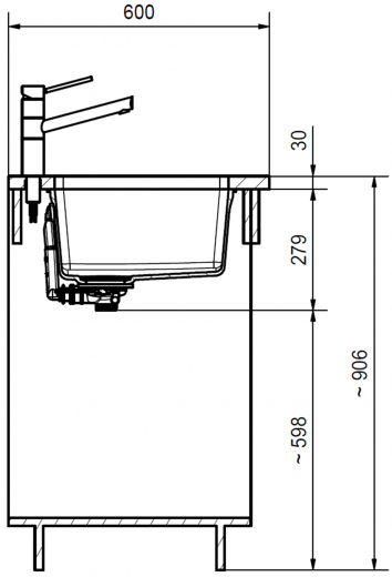 FRANKE Kchensple Maris MRG 110-72 Fragranit+ Granitsple Unterbau (Montage unter die Arbeitsplatte) mit Siebkorb als Stopfenventil