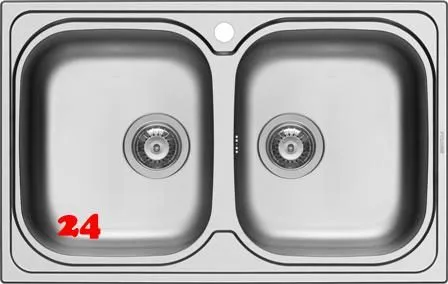 PYRAMIS Kchensple Amaltia (79x50) 2B Einbausple / Doppelsple Siebkorb als Stopfenventil