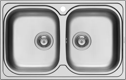 PYRAMIS Kchensple Amaltia (79x50) 2B Einbausple / Doppelsple Siebkorb als Stopfenventil