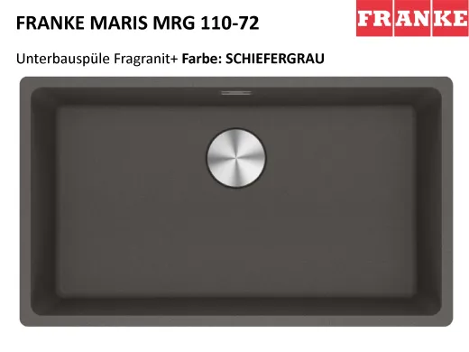 FRANKE Kchensple Maris MRG 110-72 Fragranit+ Granitsple Unterbau (Montage unter die Arbeitsplatte) mit Siebkorb als Druckknopfventil