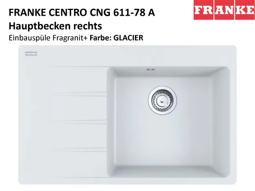 FRANKE Kchensple Centro CNG 611-78A Fragranit+ Einbausple / Granitsple mit Siebkorb als Drehknopfventil