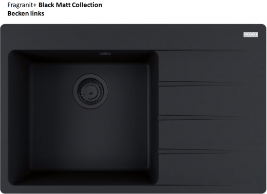 FRANKE Kchensple Centro CNG 611-78A Fragranit+ Einbausple / Granitsple Flchenbndig Black Matt - Black Collection