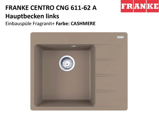 FRANKE Kchensple Centro CNG 611-62A Fragranit+ Einbausple / Granitsple mit Siebkorb als Drehknopfventil