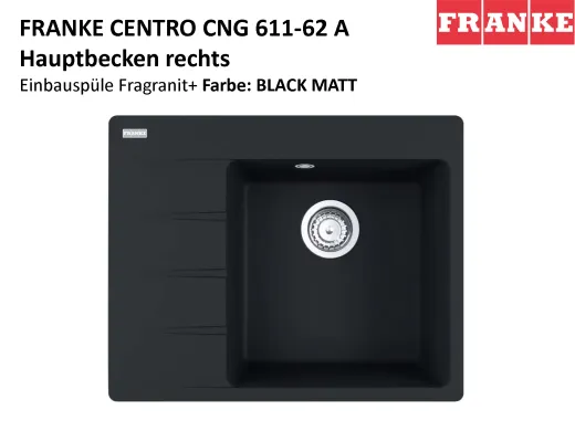 FRANKE Kchensple Centro CNG 611-62A Fragranit+ Einbausple / Granitsple mit Siebkorb als Drehknopfventil