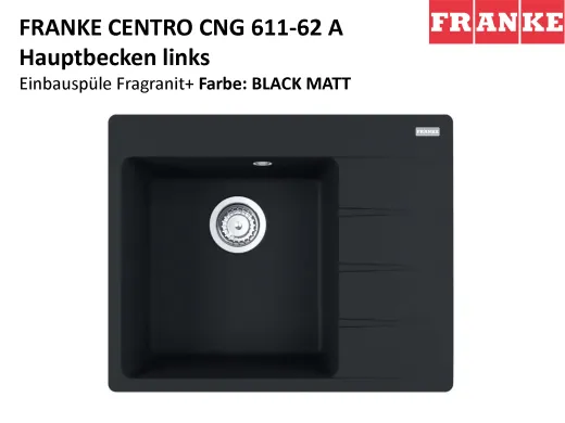 FRANKE Kchensple Centro CNG 611-62A Fragranit+ Einbausple / Granitsple mit Siebkorb als Drehknopfventil