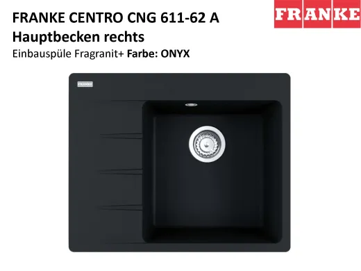 FRANKE Kchensple Centro CNG 611-62A Fragranit+ Einbausple / Granitsple mit Siebkorb als Drehknopfventil