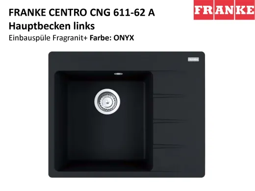 FRANKE Kchensple Centro CNG 611-62A Fragranit+ Einbausple / Granitsple mit Siebkorb als Drehknopfventil