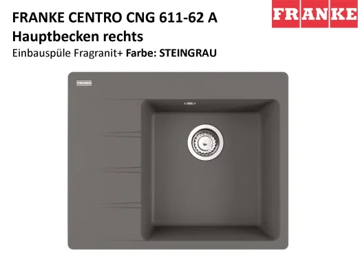 FRANKE Kchensple Centro CNG 611-62A Fragranit+ Einbausple / Granitsple mit Siebkorb als Drehknopfventil