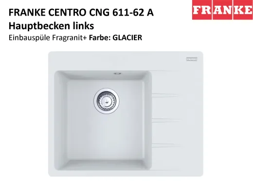 FRANKE Kchensple Centro CNG 611-62A Fragranit+ Einbausple / Granitsple mit Siebkorb als Drehknopfventil