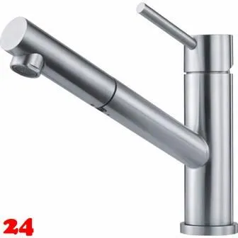 FRANKE Kchenarmatur Orbit Einhebelmischer Edelstahl massiv mit Zugauslauf als Schlauchbrause 120 schwenkbarer Auslauf