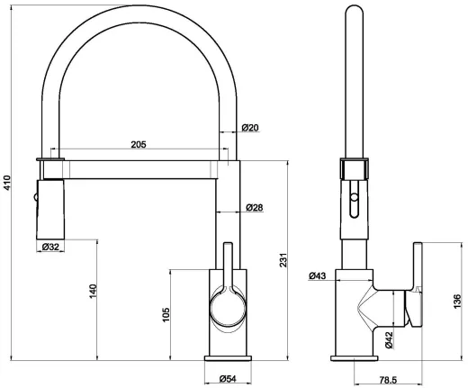 FRANKE Kchenarmatur Lina Semi Pro Einhebelmischer Chrom / Black Matt mit Pendelbrause umstellbar 360 schwenkbarer Auslauf