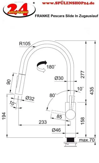 FRANKE Kchenarmatur Pescara Slide in Einhebelmischer Black Matt mit Zugauslauf und Brausefunktion 180 schwenkbarer Auslauf