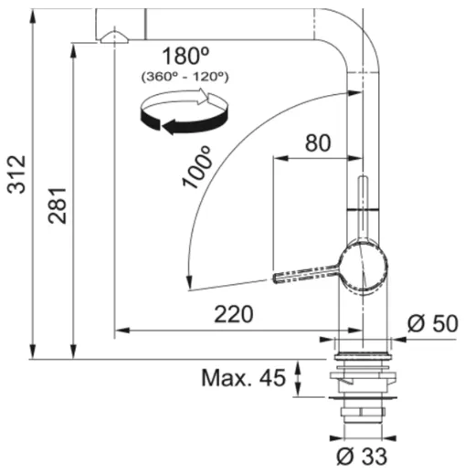 FRANKE Kchenarmatur Active L Twist Einhebelmischer Edelstahloptik mit Festauslauf und integrierter Ablauffernbedienung