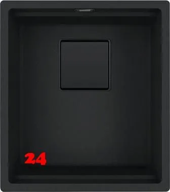 FRANKE Kchensple Kubus 2 KNG 110-37-UB Fragranit+ Granitsple Unterbau (Montage unter die Arbeitsplatte) Black Matt - Black Collection Drehknopfventil