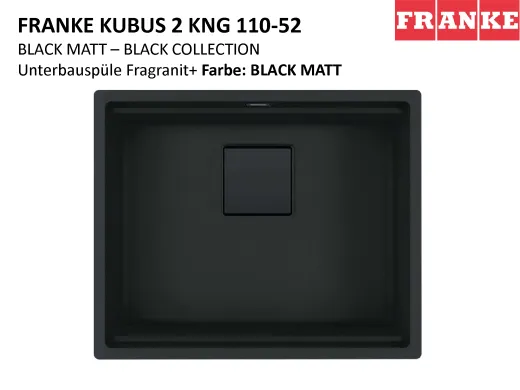 FRANKE Kchensple Kubus 2 KNG 110-52-UB Fragranit+ Granitsple Unterbau (Montage unter die Arbeitsplatte) Drehknopfventil