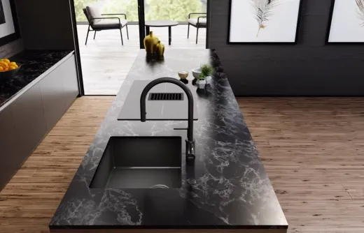 FRANKE Design K�chensp�le Mythos Masterpiece BXM 210/110-40 Edelstahlsp�le Anthracite F-INOX 3 in 1 Siebkorb als Druckknopfventil