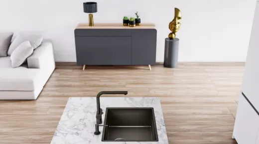 FRANKE Design K�chensp�le Mythos Masterpiece BXM 210/110-40 Edelstahlsp�le Anthracite F-INOX 3 in 1 Siebkorb als Druckknopfventil