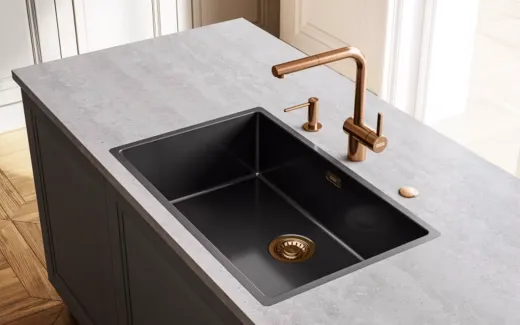 FRANKE Design K�chensp�le Mythos Masterpiece BXM 210/110-68 Edelstahlsp�le Anthracite F-INOX 3 in 1 Siebkorb als Stopfenventil
