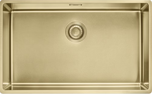 FRANKE Design Kchensple Mythos Masterpiece BXM 210/110-68 Edelstahlsple Gold F-INOX 3 in 1 Siebkorb als Druckknopfventil