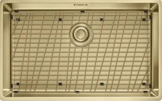 FRANKE Design K�chensp�le Mythos Masterpiece BXM 210/110-68 Edelstahlsp�le Gold F-INOX 3 in 1 Siebkorb als Druckknopfventil