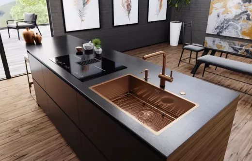 FRANKE Design K�chensp�le Mythos Masterpiece BXM 210/110-68 Edelstahlsp�le Copper F-INOX 3 in 1 Siebkorb als Druckknopfventil