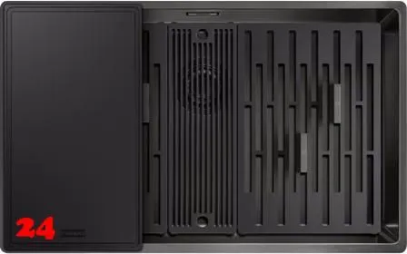 FRANKE Design K�chensp�le Mythos Masterpiece Premium BXM 210/110-68 Edelstahlsp�le Anthracite F-INOX 3 in 1 Siebkorb als Druckknopfventil