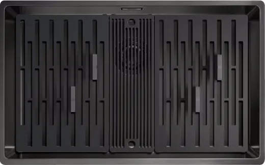 FRANKE Design K�chensp�le Mythos Masterpiece Premium BXM 210/110-68 Edelstahlsp�le Anthracite F-INOX 3 in 1 Siebkorb als Druckknopfventil