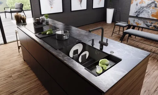 FRANKE Design K�chensp�le Mythos Masterpiece Premium BXM 210/110-68 Edelstahlsp�le Anthracite F-INOX 3 in 1 Siebkorb als Druckknopfventil
