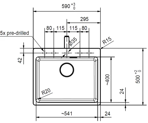 FRANKE Kchensple Maris MRG 610-54 A HLB Fragranit+ Granitsple / Einbausple mit Siebkorb als Stopfenventil