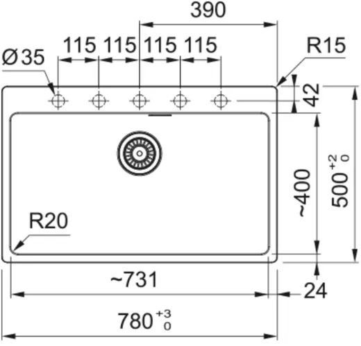 FRANKE Kchensple Maris MRG 610-73 A HLB Fragranit+ Granitsple Black Matt - Black Collection Einbausple mit Siebkorb als Stopfenventil
