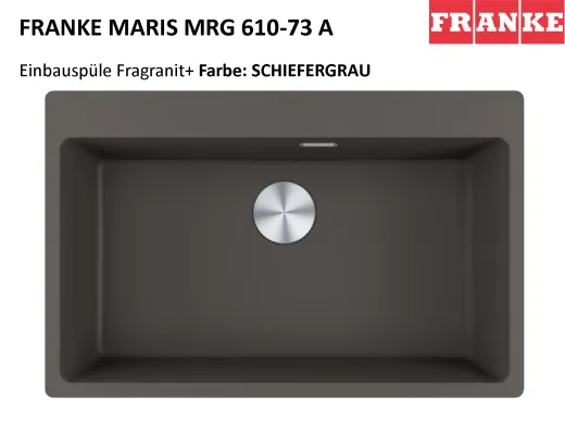 FRANKE Kchensple Maris MRG 610-73 A HLB Fragranit+ Granitsple / Einbausple mit Siebkorb als Druckknopfventil
