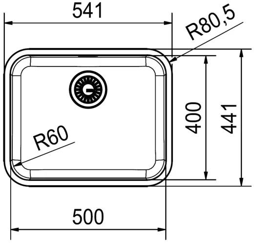 FRANKE Kchensple Smart SRX 110-50 Unterbausple (Montage unter die Arbeitsplatte) mit Siebkorb als Stopfenventil