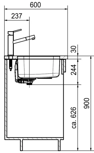 FRANKE Kchensple Smart SRX 110-50 Unterbausple (Montage unter die Arbeitsplatte) mit Siebkorb als Stopfenventil