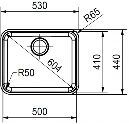 FRANKE Kchensple Epos EOX 110-50/41 Unterbausple (Montage unter die Arbeitsplatte) mit Integralablauf und Siebkorb als Druckknopfventil