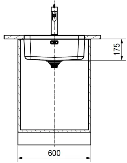 FRANKE Kchensple Epos EOX 110-50/41 Unterbausple (Montage unter die Arbeitsplatte) mit Integralablauf und Siebkorb als Druckknopfventil
