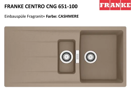 FRANKE Kchensple Centro CNG 651-100 Fragranit+ Einbausple / Granitsple mit Siebkorb als Drehknopfventil