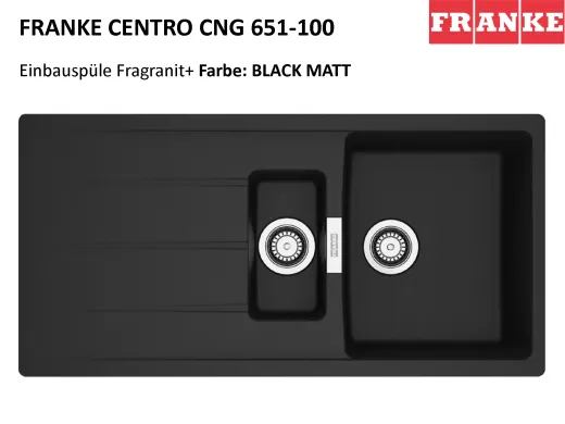 FRANKE Kchensple Centro CNG 651-100 Fragranit+ Einbausple / Granitsple mit Siebkorb als Drehknopfventil