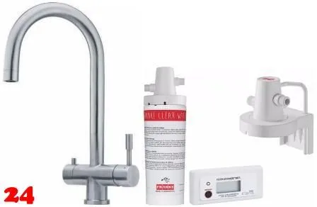 FRANKE Eos Clear Water J Set 3-Wege Kchenarmatur Festauslauf Edelstahl massiv mit Trinkwasserfiltersystem
