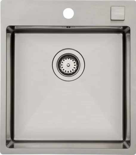 BERNUS Kchensple Cubus 441 SOFT Edelstahlsple Flachrand / Flchenbndig mit Hahnlochbank und Siebkorb als Drehknopfventil