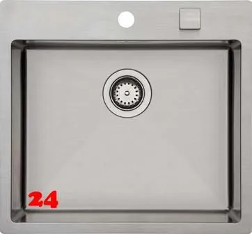 BERNUS Kchensple Cubus 541 SOFT Edelstahlsple Flachrand / Flchenbndig mit Hahnlochbank und Siebkorb als Drehknopfventil