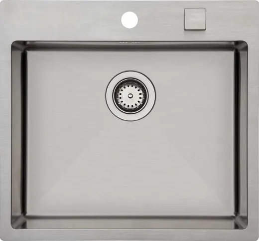 BERNUS Kchensple Cubus 541 SOFT Edelstahlsple Flachrand / Flchenbndig mit Hahnlochbank und Siebkorb als Drehknopfventil