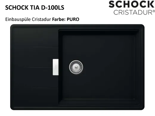 SCHOCK Kchensple Tia D-100LS Cristadur Nano-Granitsple / Einbausple mit Drehexcenter