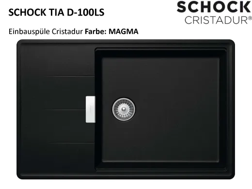 SCHOCK Kchensple Tia D-100LS Cristadur Nano-Granitsple / Einbausple mit Drehexcenter
