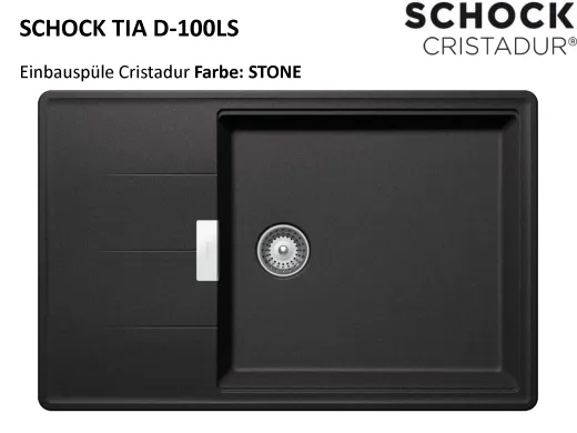 SCHOCK Kchensple Tia D-100LS Cristadur Nano-Granitsple / Einbausple mit Drehexcenter