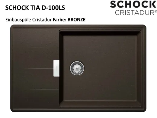 SCHOCK Kchensple Tia D-100LS Cristadur Nano-Granitsple / Einbausple mit Drehexcenter
